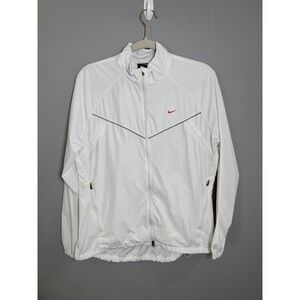 Nike Women Running Jacket‎ White Lightweight Full Zip Hooded Size L